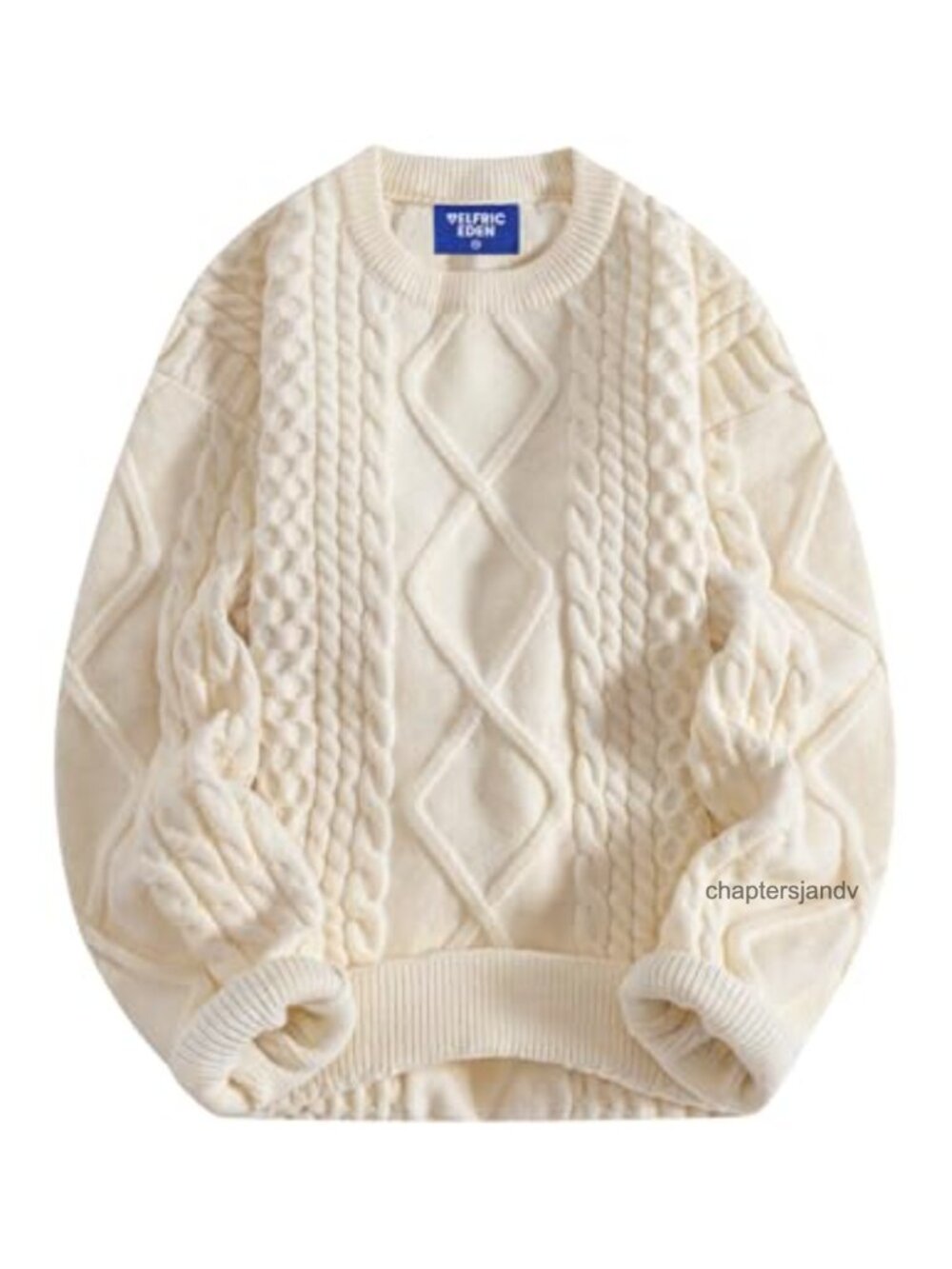 Oversized Cable Knit Sweater Crewneck Pullover Vintage